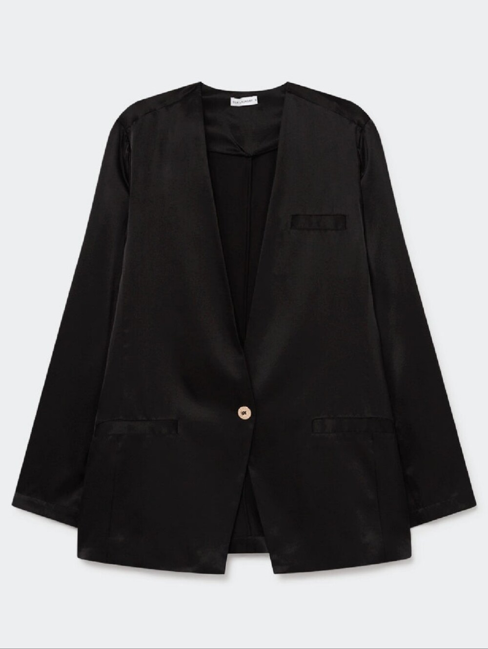 Silk Laundry The Collarless Blazer, Black
